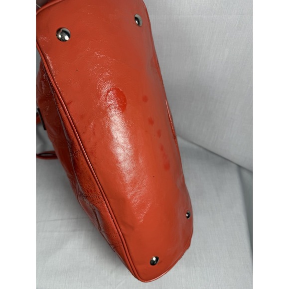 Coach Patent Leather Signature Tote Kisslock Purse Orange Pink Y2K - Picture 10 of 16